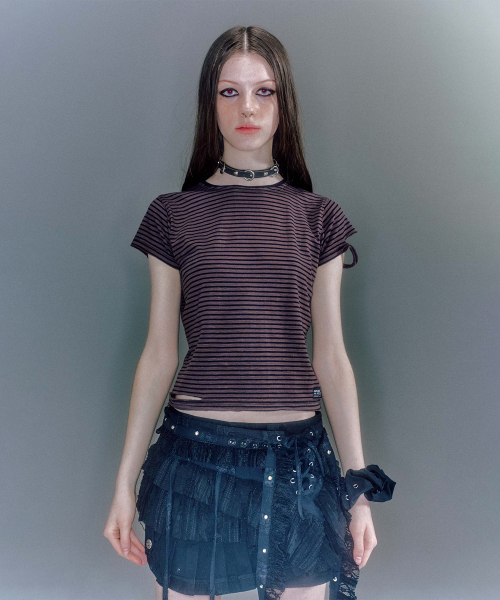 OVAN DAMEGED STRIPE T-SHIRT (2COLOR)