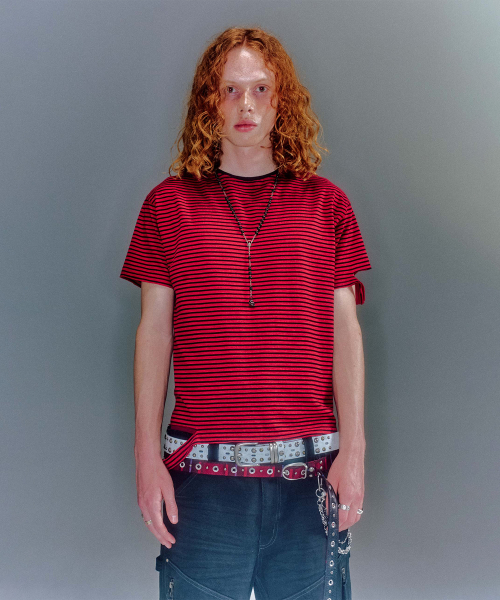 OVAN DAMEGED STRIPE T-SHIRT (2COLOR)