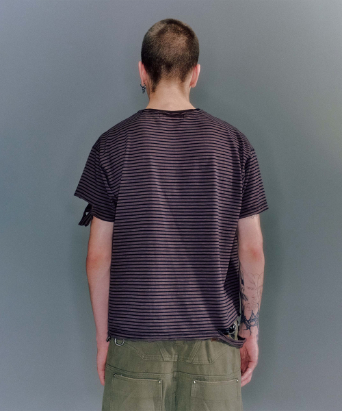OVAN DAMEGED STRIPE T-SHIRT (2COLOR)