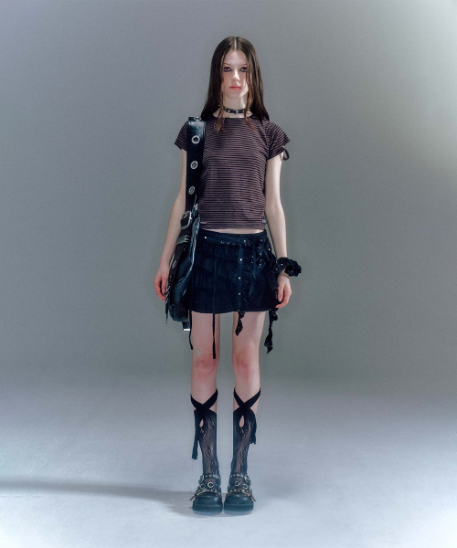 OVAN DAMEGED STRIPE T-SHIRT (2COLOR)