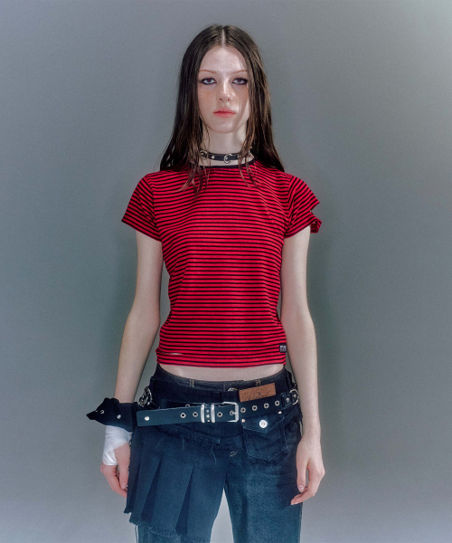 OVAN DAMEGED STRIPE T-SHIRT (2COLOR)