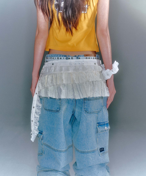 LILLY LACE LAYERED MINI SKIRT (2COLOR)