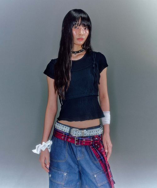 BAJESS LAYERED SKIRT CHECK RED BLUE