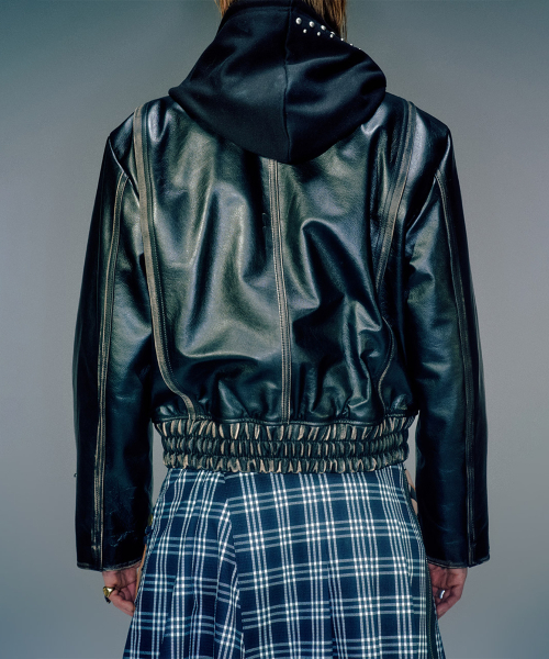 DERECK LEATHER BLOUSON JACKET BLACK