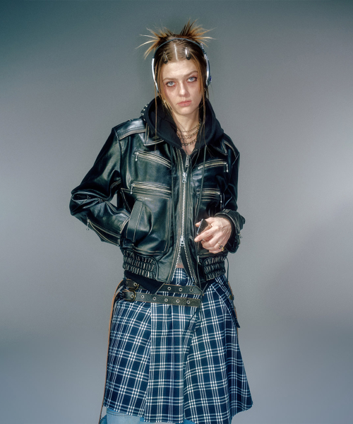 DERECK LEATHER BLOUSON JACKET BLACK