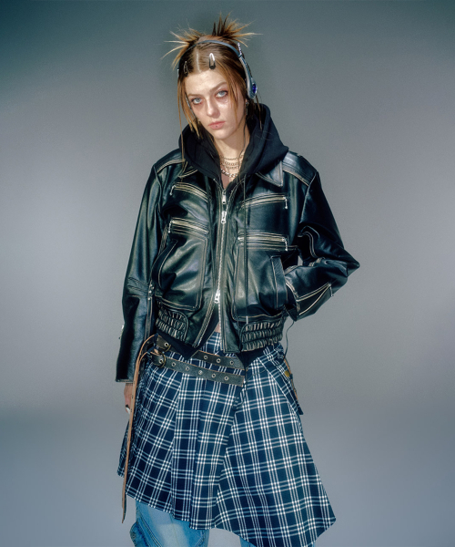 DERECK LEATHER BLOUSON JACKET BLACK