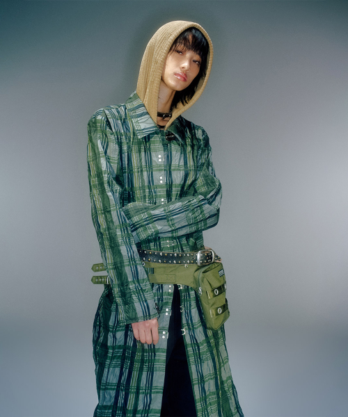 HADID CHECK WRINKLE HOOK COAT (2COLOR)