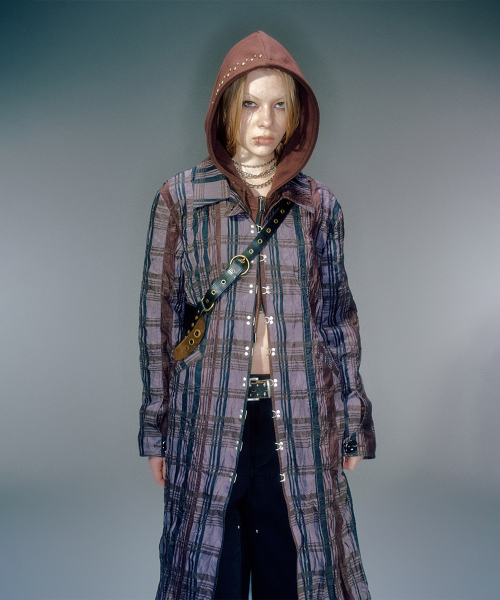 HADID CHECK WRINKLE HOOK COAT (2COLOR)
