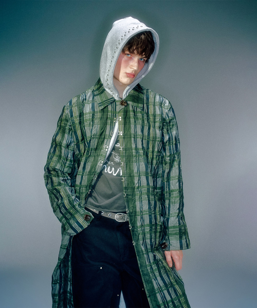 HADID CHECK WRINKLE HOOK COAT (2COLOR)