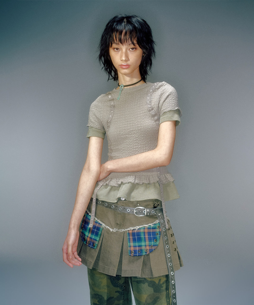 EDEL LAYERED SHIRRING T-SHIRT (3COLOR)