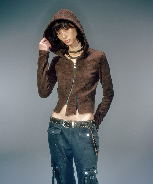 MORO RIBBED HOOD ZIP-UP (3COLOR)