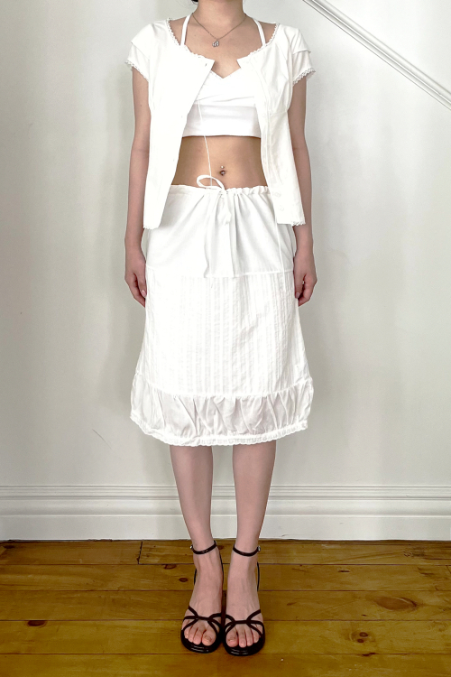 COTTON VEIL SKIRT-WHITE