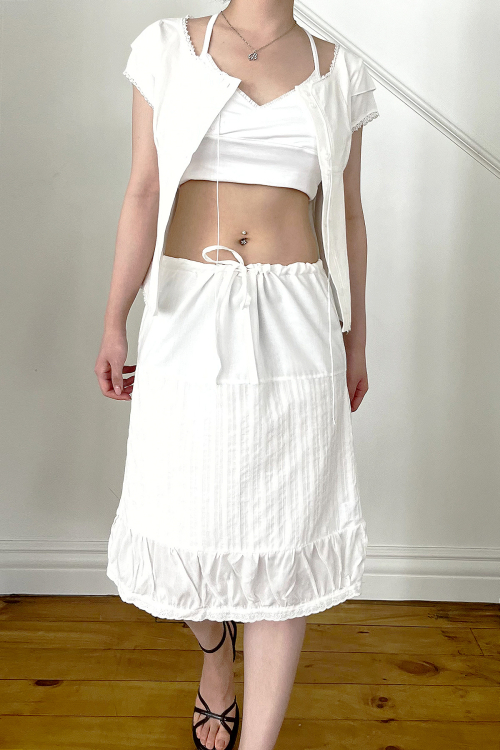 COTTON VEIL SKIRT-WHITE