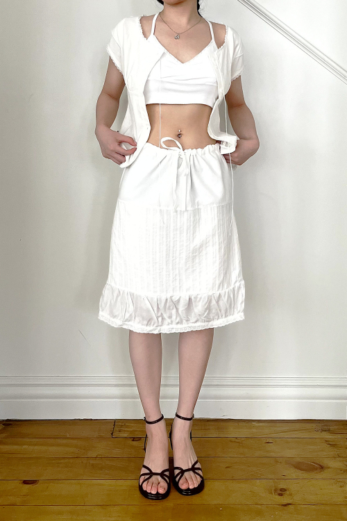 COTTON VEIL SKIRT-WHITE