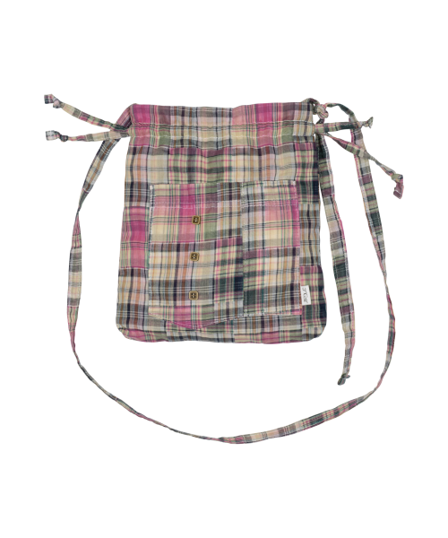 TCM vintage check pouch bag (purple)