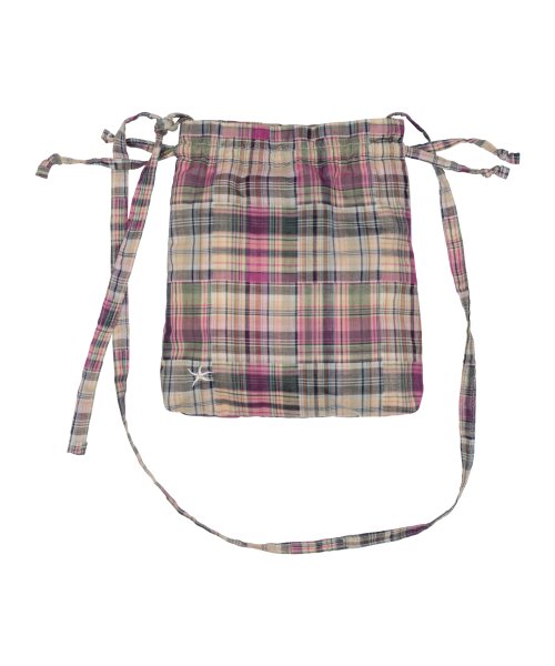 TCM vintage check pouch bag (purple)