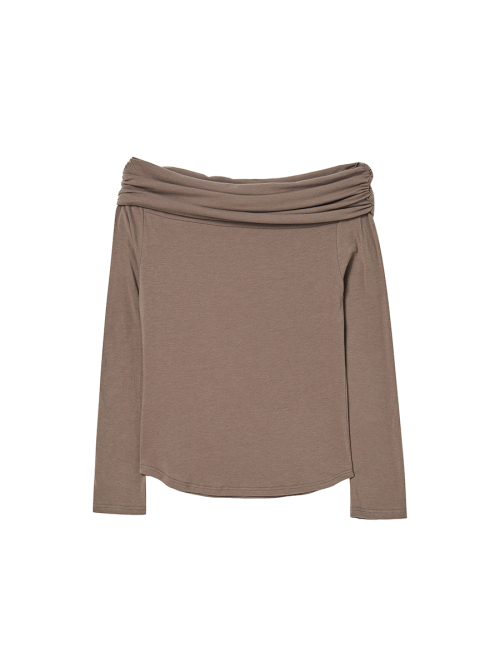 CROSS OFF SHOULDER L/S BROWN