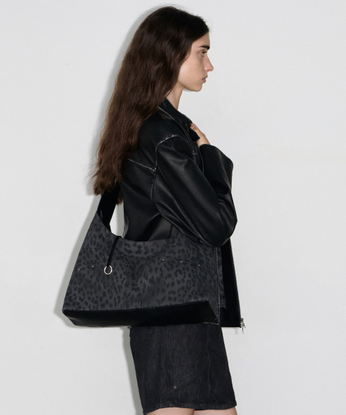 BASH SLOUCHY BAG - LEOPARD BLACK
