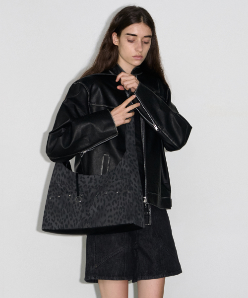 BASH SLOUCHY BAG - LEOPARD BLACK