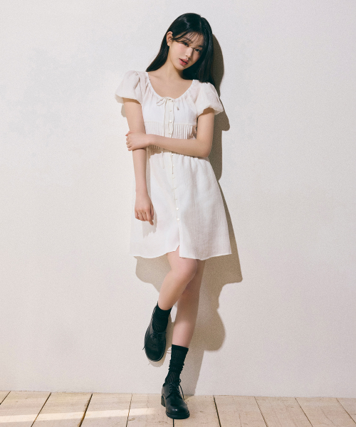 RIBBON LACE MINI ONEPIECE WHITE