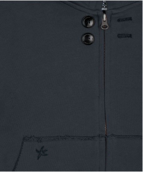 TCM vintage button hooded zip-up (blue)