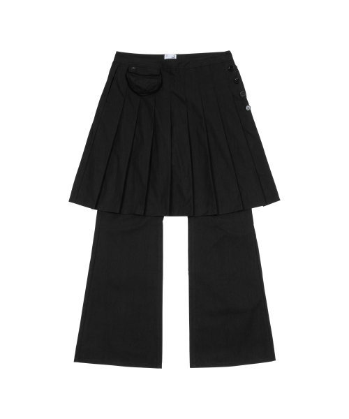 TCM skirt layered pants (black)