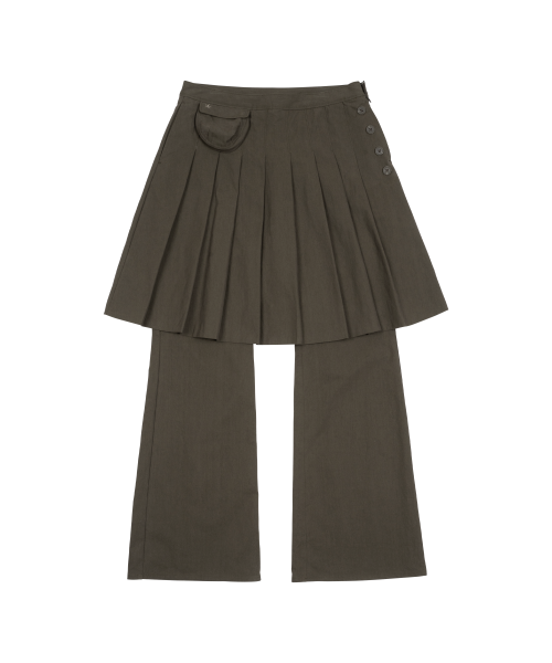 TCM skirt layered pants (brown)