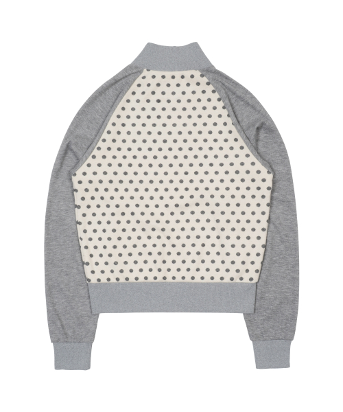 TCM dot raglan zip-up (beige/grey)
