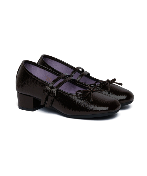 SQUARE TOE TWO STRAP MARYJANES(4CM) - 4 colors