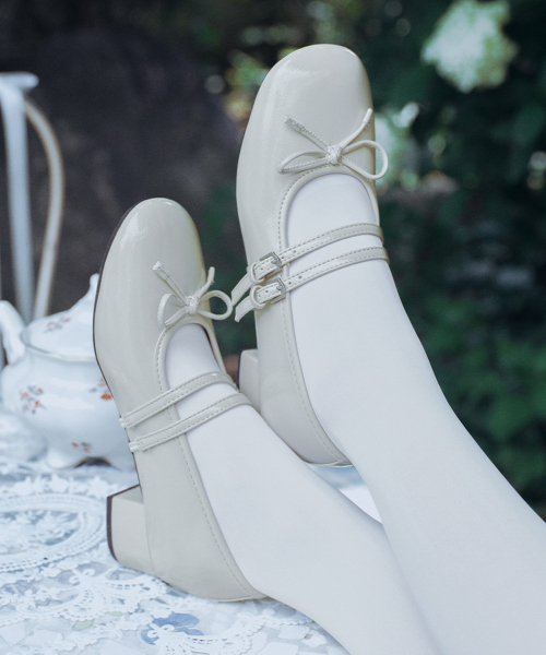 SQUARE TOE TWO STRAP MARYJANES(4CM) - 4 colors
