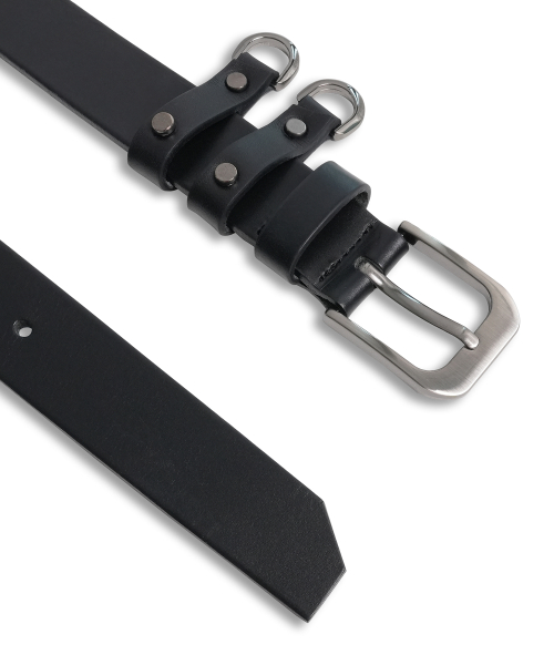 Cowhide Leather Keyring Belt BLACK