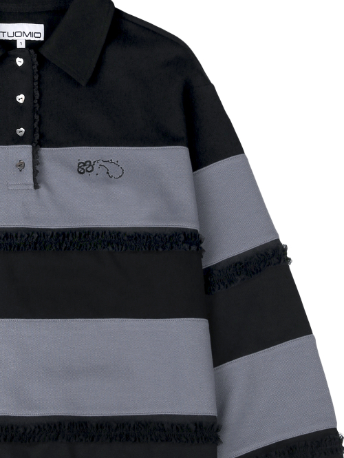RUFFLE POLO TOP [DUSTY BLUE]