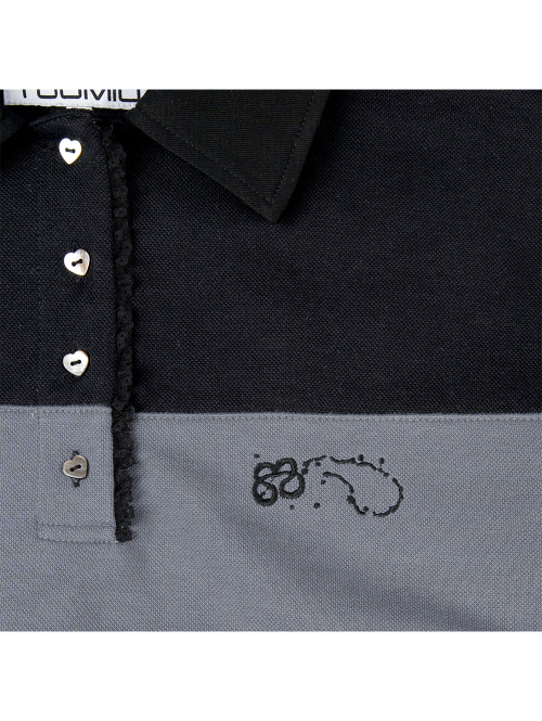 RUFFLE POLO TOP [DUSTY BLUE]
