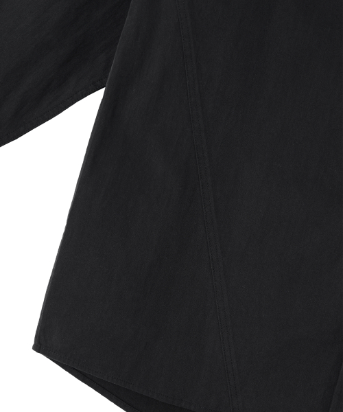 Diagonal Muted Garment-Washed Shirt - BLACK