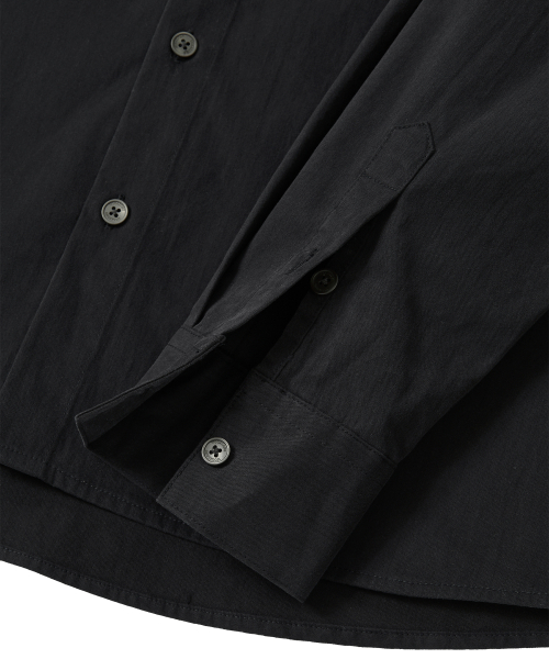 Diagonal Muted Garment-Washed Shirt - BLACK