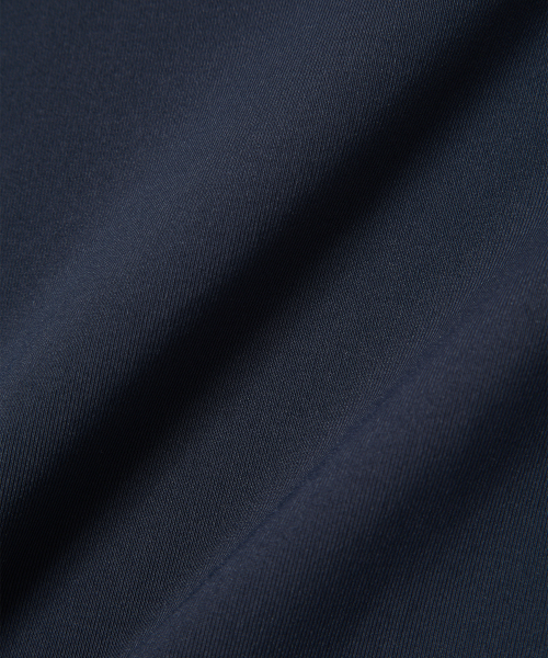 Nylon Buttoned Crop T-shirt [Fabric by ITALY] - NAVY