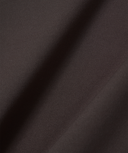 Nylon Buttoned Crop T-shirt [Fabric by ITALY] - BROWN
