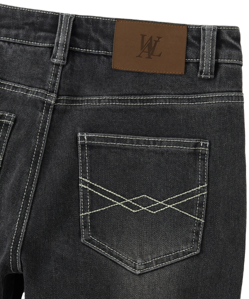 Cat Washed Stitch Bootcut denim pants - BLACK