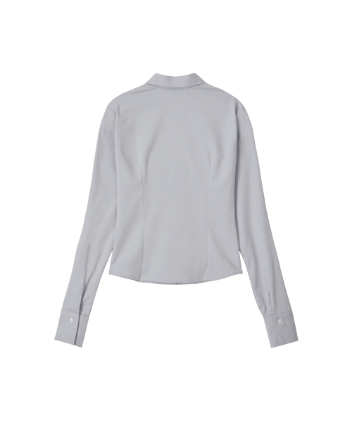 Sleek Span Slim Line Crop Shirt - GREY