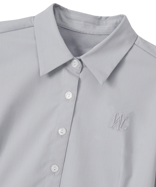 Sleek Span Slim Line Crop Shirt - GREY