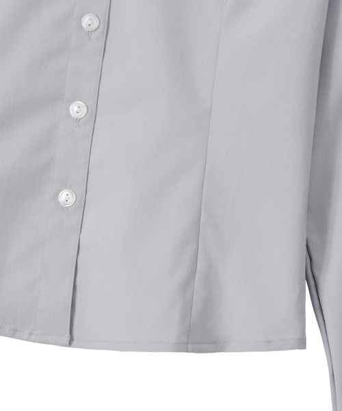 Sleek Span Slim Line Crop Shirt - GREY