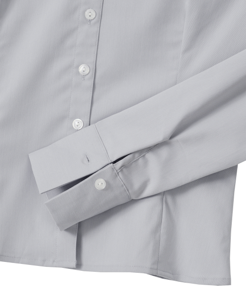 Sleek Span Slim Line Crop Shirt - GREY
