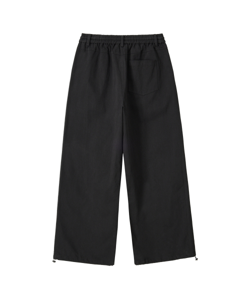 Essential Twill String Banding Wide Pants - BLACK
