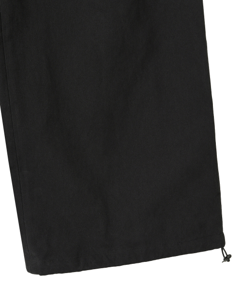 Essential Twill String Banding Wide Pants - BLACK