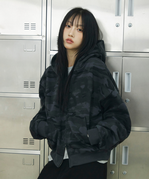 88 크롭 후드 집업[카모]