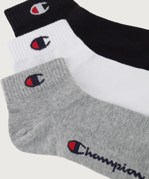 C로고 쿼터랭스 삭스 3PACK Grey White Black
