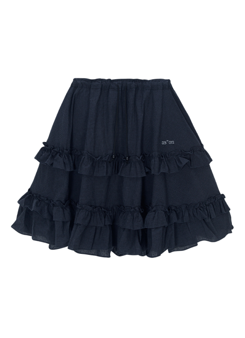 CHECK KANGKANG MIDI SKIRT / NAVY