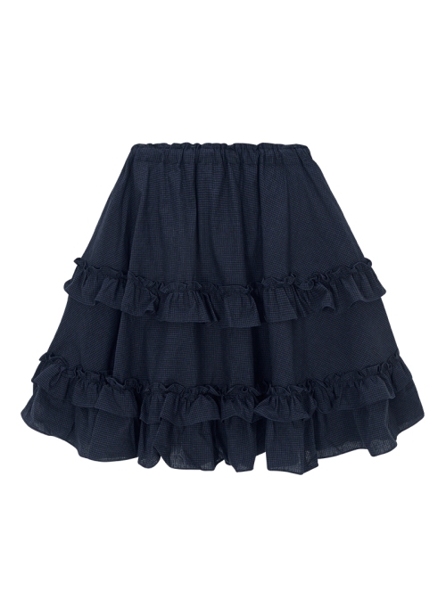 CHECK KANGKANG MIDI SKIRT / NAVY