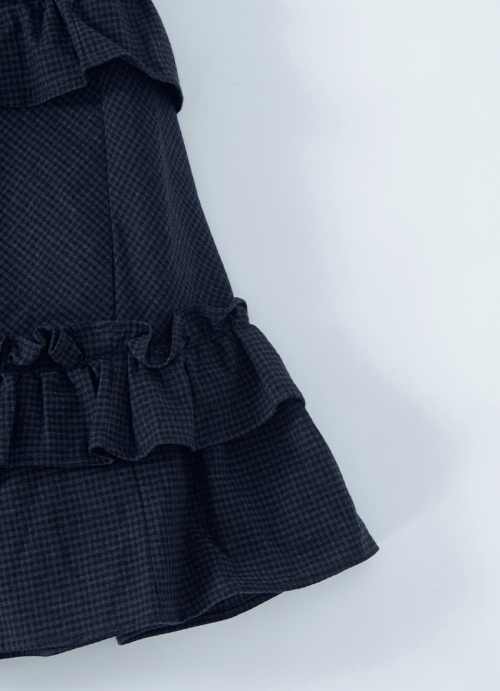 CHECK KANGKANG MIDI SKIRT / NAVY