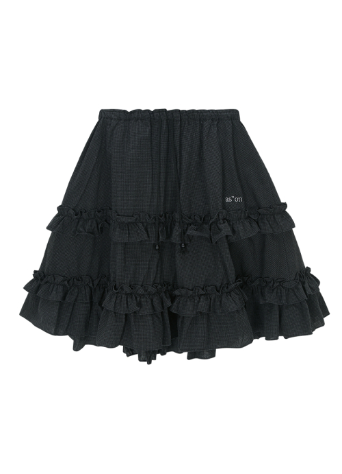 CHECK KANGKANG MIDI SKIRT / BLACK